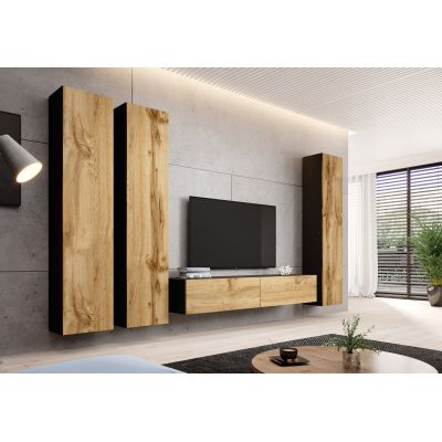 6. VIGO Vitrine „180“ 180/40/30 Schwarz/Wotan Eiche