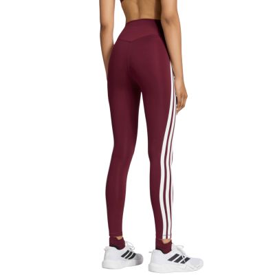 3. adidas Optime Essentials Workout Leggings für Damen mit 3 Streifen, 7/8-Länge, Burgunderrot, KT3772