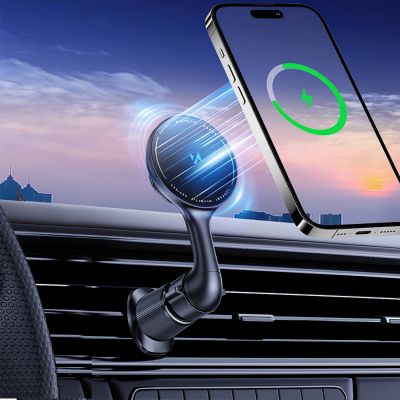 3. Wozinsky WCT5-6S4Y Autohalterung mit Qi/MagSafe 15W induktivem Ladegerät für Lüftungsschlitze - Schwarz
