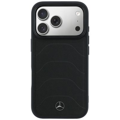 9. Mercedes Leder-Mesh-Hülle mit Bow Line MagSafe für iPhone 17 Pro Max – Schwarz