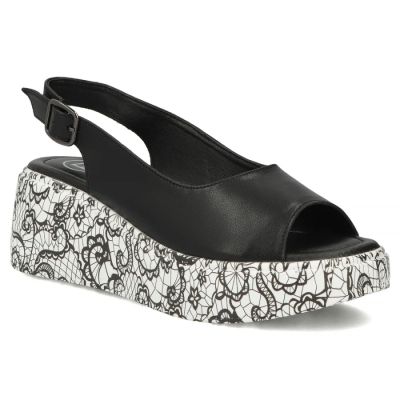 Schwarze Keilsandalen aus Leder für Damen, Filippo DS7580