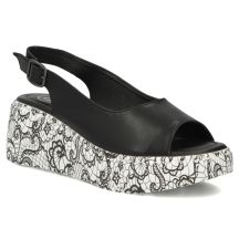 Schwarze Keilsandalen aus Leder für Damen, Filippo DS7580