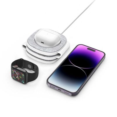 4. Tech-Protect QI15W-A32 3in1 induktives Ladegerät mit MagSafe für Smartphone / Apple Watch / AirPods – Grau