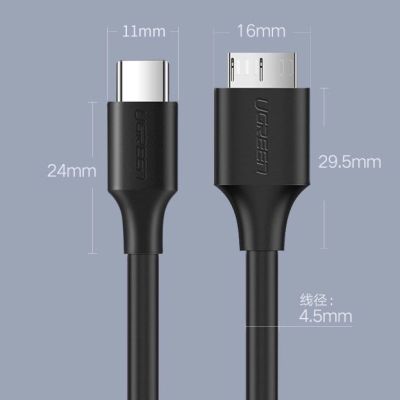 15. Ugreen Kabel USB Typ C - Micro-USB Typ B SuperSpeed ​​​​3.0 1 m schwarz (US312 20103)