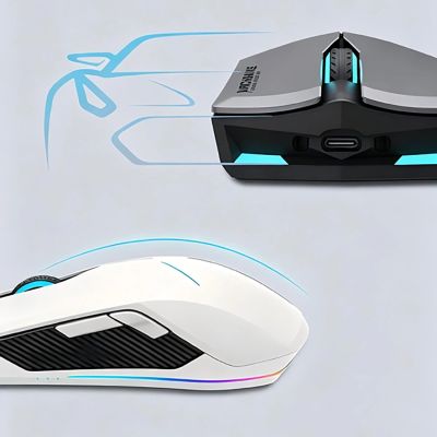 8. Machenike M721 Kabellose Gaming-Maus 10000 DPI mit RGB-Hintergrundbeleuchtung - Weiß
