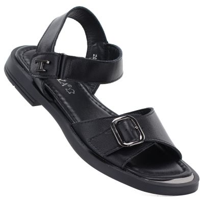 Schwarze Damen-Ledersandalen Vinceza 26-62303