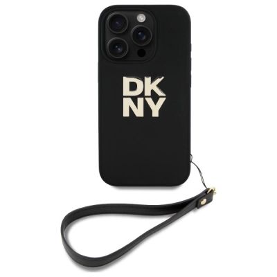 2. DKNY Wrist Strap Stock Logo Hülle für iPhone 16 Pro – Schwarz
