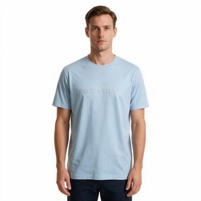 Paul&Shark Herren-T-Shirt aus Baumwolle und Lyocell, Hellblau, 26411007-394 – Eleganter Komfort