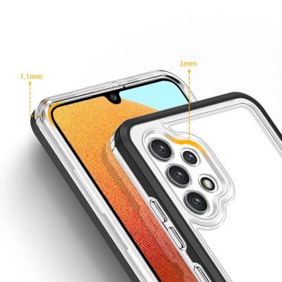 4. Klare 3in1 Hülle für Samsung Galaxy A72 4G Frame Gel Cover Schwarz