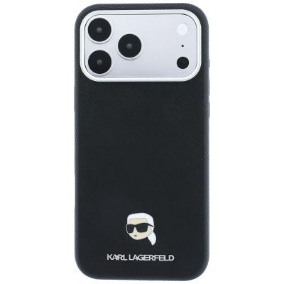 3. Karl Lagerfeld MagSafe-Schutzhülle mit genarbtem Karl-Kopf-Motiv für iPhone 18 Pro Max / 17 Pro Max – Schwarz