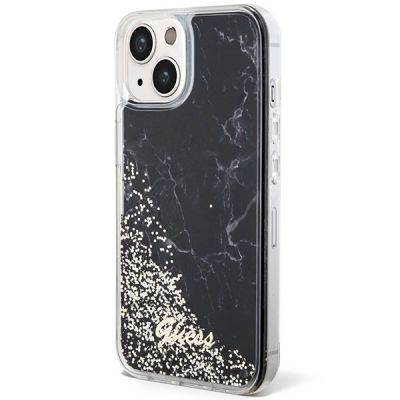 2. Guess Liquid Glitter Marble Hülle für iPhone 14 – Schwarz