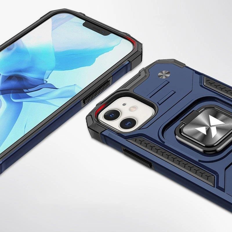 2. Wozinsky Ring Armor Hülle für iPhone 14 Plus gepanzerte Hülle magnetischer Haltering blau