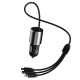 11. Dudao 3in1 USB Autoladegerät 3,4 A eingebautes Kabel Lightning / USB Typ C / Micro USB schwarz (R5ProN schwarz)