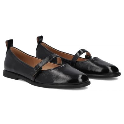 5. Schwarze Damen-Ballerinas aus Leder mit Gürtel, Filippo DP7742