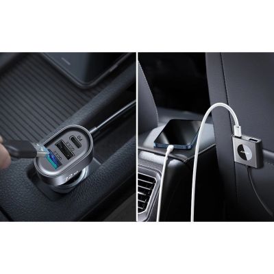 8. Joyroom Autoladegerät 2xPD + 2xQC3.0 72W 1,5m schwarz (JR-CL05)