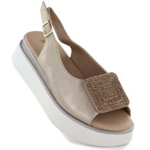 Damensandalen mit dickem Plateau, goldfarben, Potocki SZ12590