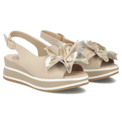 4. Damen-Keilsandalen aus Leder, beige, Filippo DS7045/26