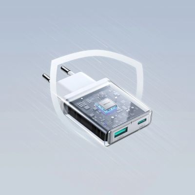 12. Joyroom JR-TCF14 20W USB-A USB-C Wandladegerät superdünn – Weiß