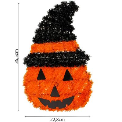 9. Dekorative Kürbisfigur, 35 cm, Halloween-Orange-Streifen