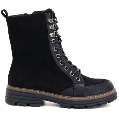 Schwarze Wildleder-Ankle-Boots für Damen, M.Daszyński SA259-4