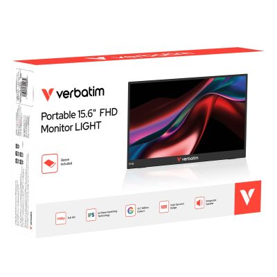 6. Verbatim Tragbarer 15,6" FHD Monitor, Leicht, Schwarz, 39,6 cm (15,6") LCD, 1920 x 1080 Pixel