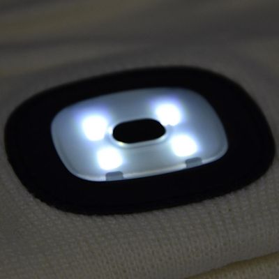 5. MÜTZE MIT STIRNLAMPE 4 LED 120 LM 3 LEUCHTMODI FÜR OUTDOOR-AKTIVITÄTEN, WEISS