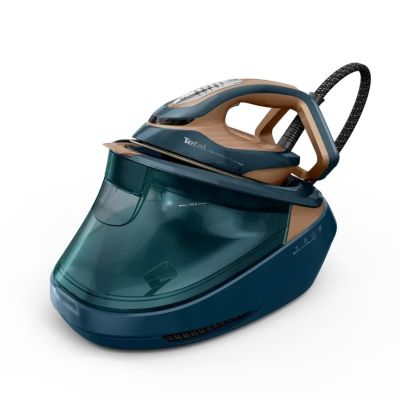 Tefal Pro Express Vision Max GV9920E0 Durilium AirGlide AutoClean Bügelsohle mit Dampfstation Blau, Kupfer
