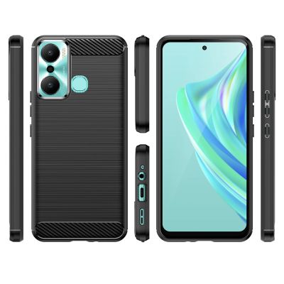 2. Carbon Case Hülle für Infinix Hot 20 Play flexible Silikon-Carbon-Hülle schwarz
