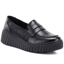 Schwarze Keilmokassins aus Leder, Vinceza 133135