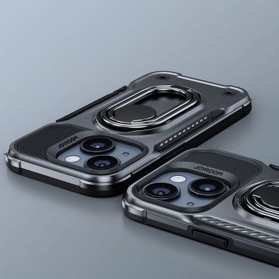 9. Joyroom Dual Hinge Case für iPhone 14 gepanzerte Hülle mit Ständer und Ringhalter schwarz