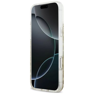 5. Guess MagSafe-Hülle mit Harzboden und Glitzer für iPhone 18 Pro Max / 17 Pro Max – Gold