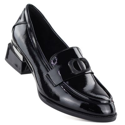 2. Damen-Lacklederschuhe mit Zierabsatz, schwarz, Vinceza 58638