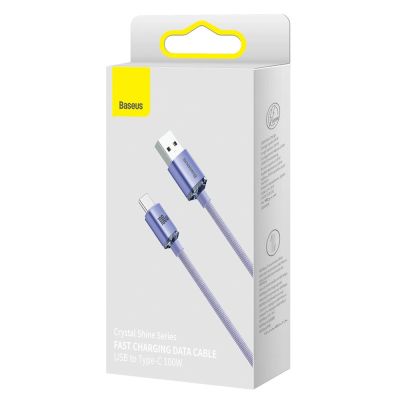 5. Baseus Crystal Shine Series Kabel USB-Kabel für schnelles Aufladen und Datenübertragung USB Typ A - USB Typ C 100 W 1,2 m lila (CAJY000405)