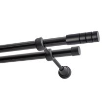 Doppelte Gardinenstange Ø 19 mm, Schwarz, 240 cm, TECHNO KOWALSKI