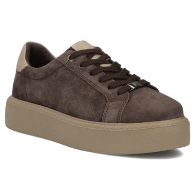 Damen-Plateau-Sneaker aus Leder, braun, Filippo DP6119