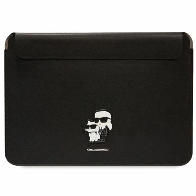 Karl Lagerfeld Saffiano Karl&Choupette Tasche für einen 16-Zoll-Laptop – Schwarz