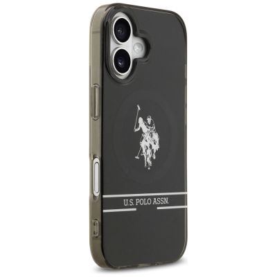 4. US Polo DH und unteres Streifenlogo MagSafe iPhone 17 Hülle – Schwarz
