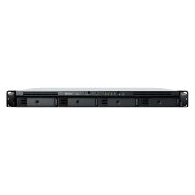 Synology RS822+ NAS; 1U-Rack; 4x (3,5" SATA HDD/2,5" SATA SSD); AMD Ryzen V1500B; 2 GB DDR4 ECC SODIMM (max. 32 GB), 4x 1GbE RJ-45