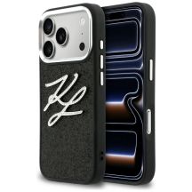 Karl Lagerfeld IML Glitter KL Diamond Logo Hülle für iPhone 17 Pro - Schwarz