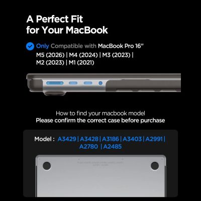 10. Spigen AirSkin Hülle für MacBook Pro 16" 2021 / 2023 / 2024 / 2025 / 2026 - Halbtransparent