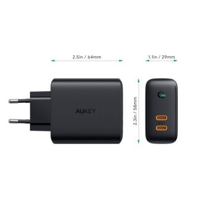 5. AUKEY PA-D2 36W 2xUSB-C PD Wandladegerät