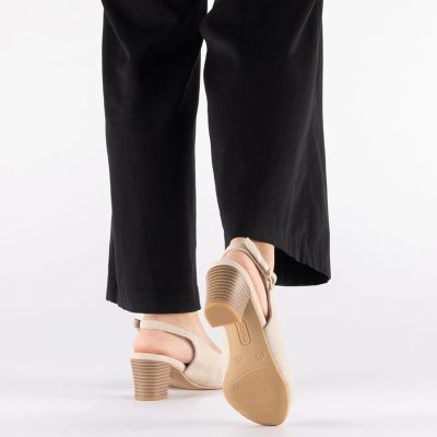 21. Beige Leder-Pumps mit offener Spitze Rieker 44651-60