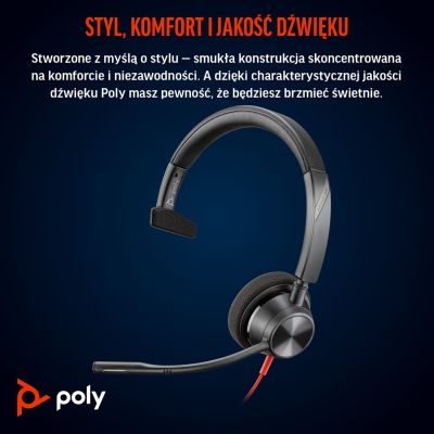 7. Poly Blackwire 3310 Mono Microsoft Teams USB-C Headset