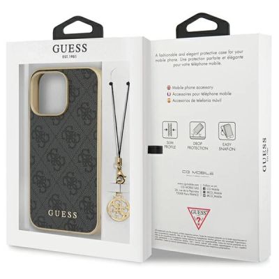 8. Guess 4G Charms Collection Hülle für iPhone 14 Pro – Grau