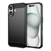 Carbon Case Silikonhülle für iPhone 16 - Schwarz