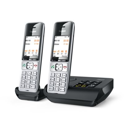 7. Gigaset COMFORT 500A Duo-Telefon (Analog/DECT) mit Anrufernamen und --ID, Schwarz/Silber