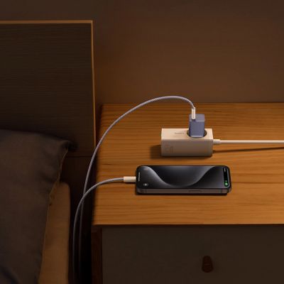 12. Baseus GaN5 30W USB-C EU-Wandladegerät mit lila Kabel , Baseus Dynamic 3 USB-C 100W 1m - Lila
