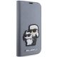 5. Karl Lagerfeld KLBKP14LSANKCPG iPhone 14 Pro 6,1" Bücherregal Silber/Silber Saffiano Karl & Choupette