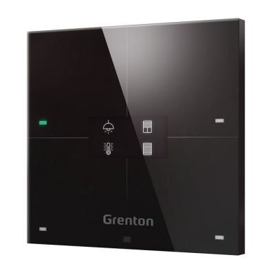Grenton Smart Panel / 4 Touchfelder / OLED-Display / WLAN / schwarze Glasfront