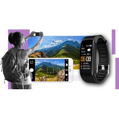 9. GIEWONT Smartwatch Schwarz Helllila 2 Armbänder GW200-8